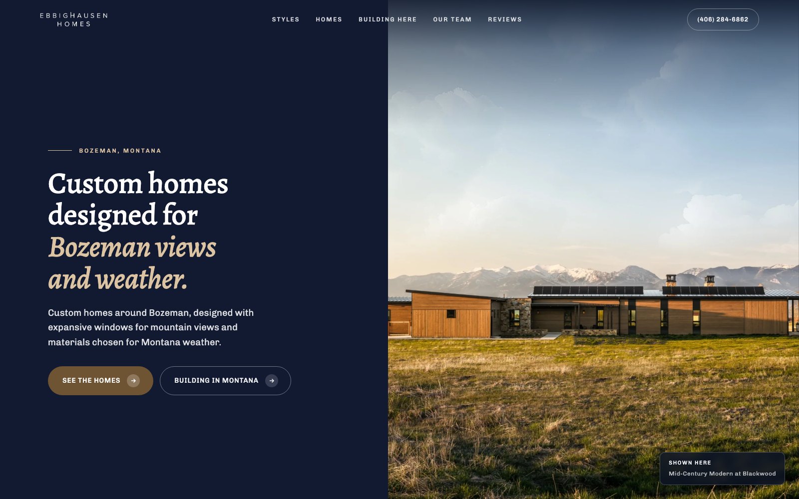 The new Ebbighausen Homes homepage concept