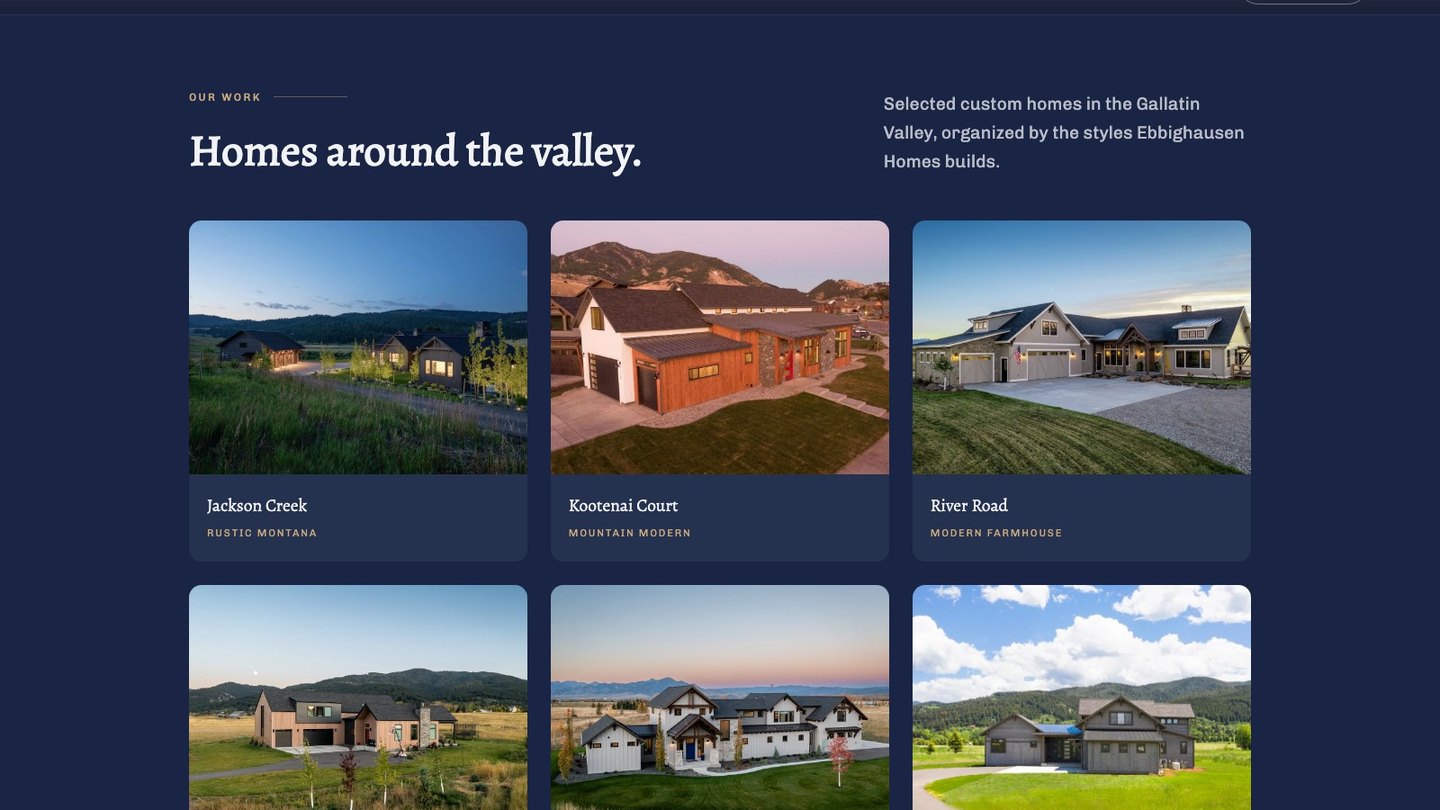 The homes section of the new homepage